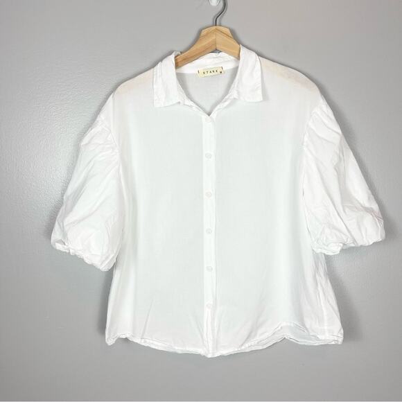 Starkx Puff Sleeve Button Up Shirt Woman’s blouse size M White - Picture 1 of 11